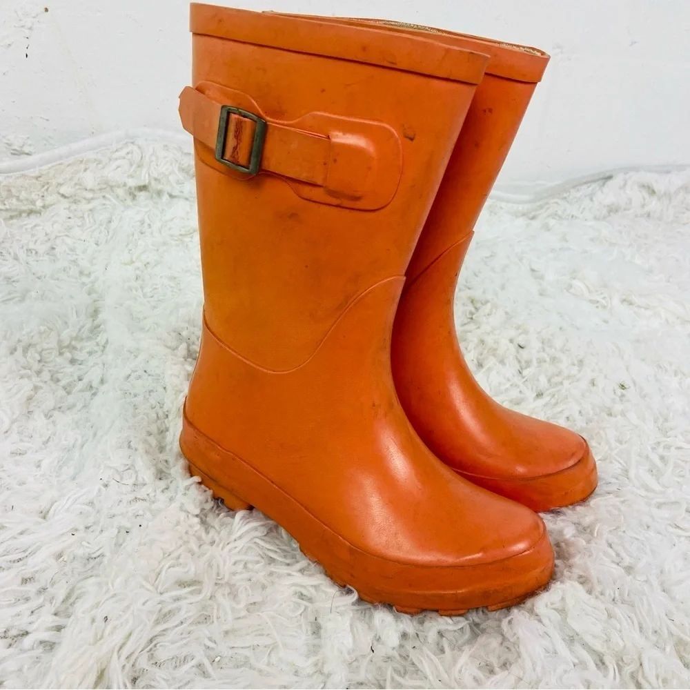 UNBRANDED kids Orange Rain Boots with Buckle size 11 / 12